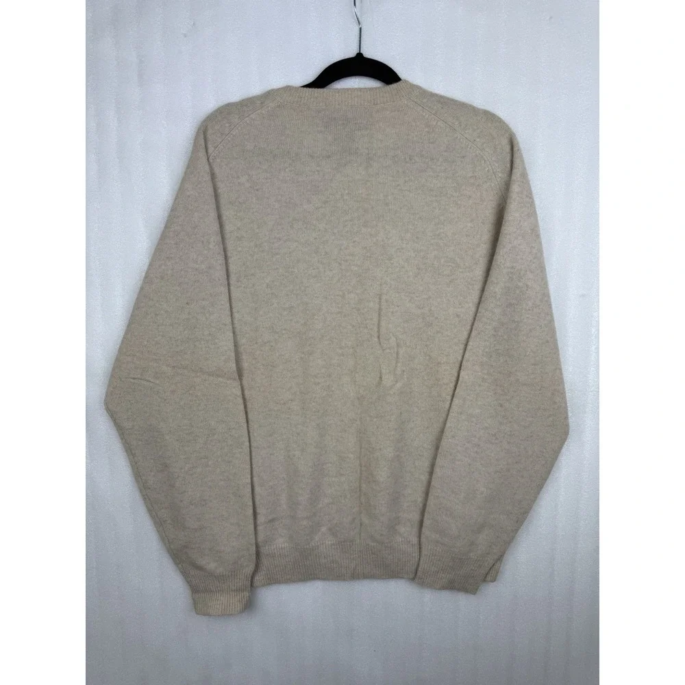 Woods & Gray 100% Cashmere V-Neck Knit Pullover Sweater – Men's Size Large Beige